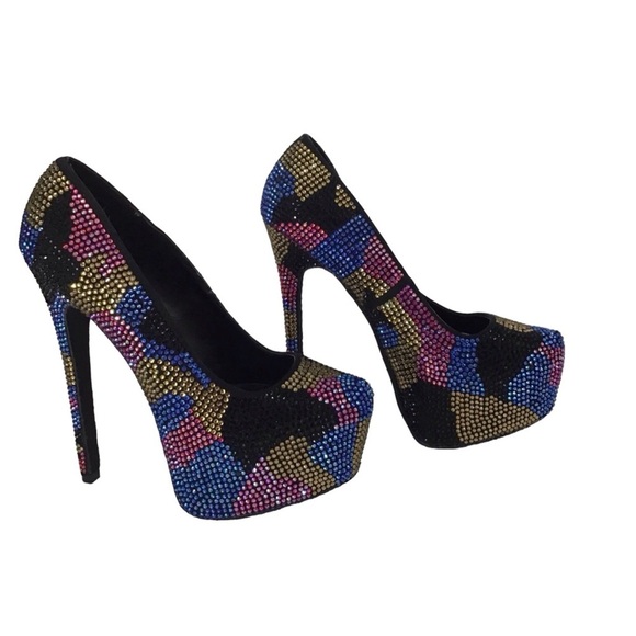 Steve Madden Dyvinal Camouflage Crystal Platform Stiletto Pump Women’s S… - Picture 3 of 12
